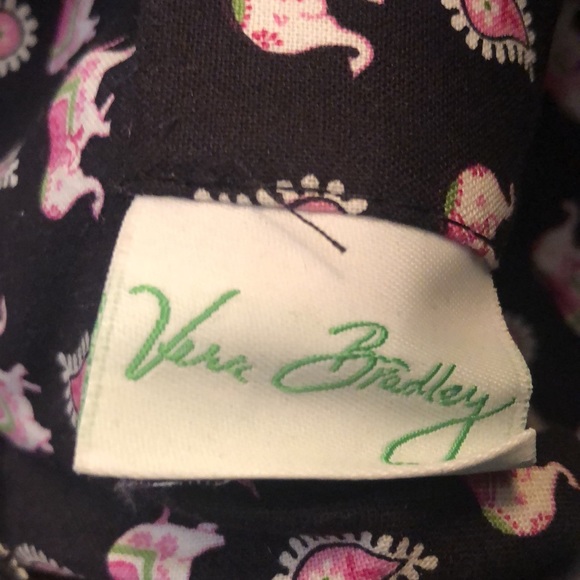 Small Vera Bradley Hang Bag, Purse, Tote, Black and White with Elephant Design - Picture 4 of 4